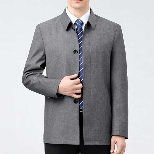 Pier Cardin middle-aged and elderly high-end wool jacket men's spring and autumn new jacket business casual loose dad's suit no iron jacket shirt 2287 lapel buttons - dark blue 2XL (185) - Recommended weight 165-175Jin [Jin equals 0.5 kg]