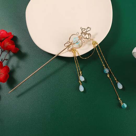 Le Meow Meet the Divine Deer Set Yaoyao Princess Hanfu Accessories Hairpin Deer Antler Clip Bracelet Ancient Style Hair Accessories Collar Headdress Yao Green Clip Pair
