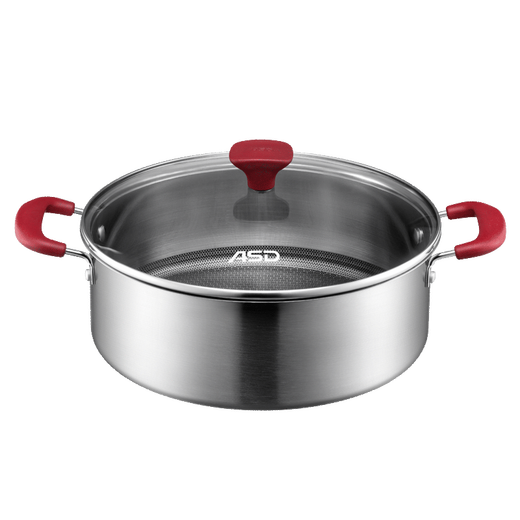 Aistar hot pot 304 stainless steel straight large capacity clear soup hot pot soup pot one pot multi-purpose crystal pattern anti-stick shabu shabu pot crystal pattern anti-stick hot pot 30cm