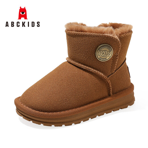 ABC KIDS children's snow boots winter velvet thickened girls' cotton boots boys' cotton shoes 3876PY khaki 29