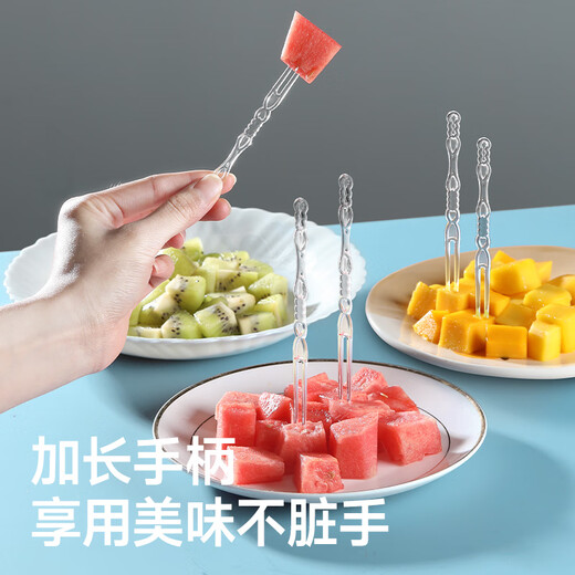 Meliya disposable forks and spoons individually packaged food-grade cake dessert takeaway spoons table spoons fruit picks crystal clear fruit forks 200 pieces