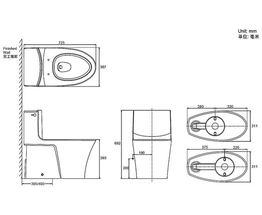 Kohler Toilette Haushalt Toilette K1381TS0 über 'fünfstufige spiralgeschwindige Windgrün-Energie' einteilige Toilette K1381TS0 Gewöhnliche langsame Abdeckung 305 mm