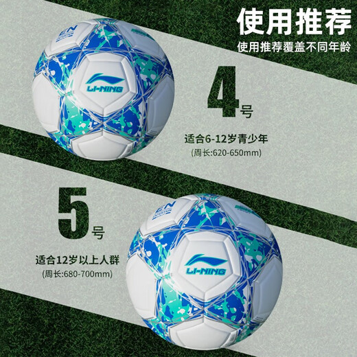 李宁（LI-NING）足球儿童小学生专用球5号4号成人专业初中生中考训练足球 4号【儿童】673-1 标准尺寸