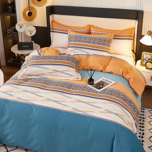 Nanjiren (Nanjiren) bed four-piece set of pure cotton brushed thickened sheets and quilt cover four-piece set quilt and mattress complete set of eight-piece set QL Glade-Ca 1.8 bed four-piece set sheet style - quilt cover 200*230