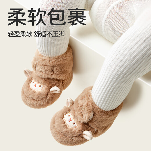 贝比婴儿鞋子冬季6一12月保暖软底棉鞋小月龄宝宝鞋秋冬款脚套 白色【加绒软底】加绒加绒 内长13cm 建议脚长12cm左右-防滑