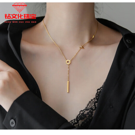 Fat Donglai same style AU750 color gold pendant necklace 18K gold LOVE letter female rose gold 2024 new gold K yellow l gold LOVE necklace