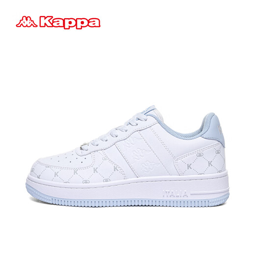 KAPPA women's shoes, high-value board shoes for women 2025 summer new versatile sports shoes thick sole breathable small white shoes for women Classic white/iceberg blue 38