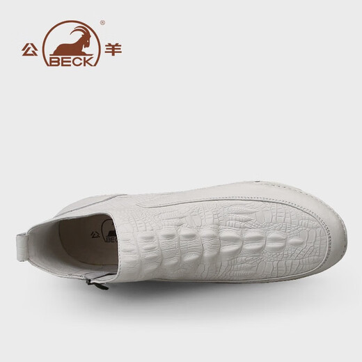 Ram Martin Boots Herren Herbst- und Winterstil plus Samt warme Alligator Muster Top-Layer Cowhide High Top Shoes Herren Lederschuhe Britische Lederstiefel Herren weißer Vier-Saison-Stil 39 Standard Lederschuh Größe