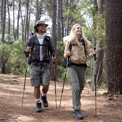 Norwegian outdoor trekking poles carbon ultra-light telescopic hiking poles for men and women complete set of hiking and climbing equipment moonlight silver/66-135cm height under 190cm