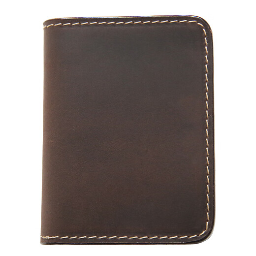 Cattle breeder men's retro Crazy Horse Pickup Box Cowhide Card Pack with Head Layer Cowhide Card Pack with Multifunctional Genuine Leather Clip Short Ultra-Thin Driver's License Dark Brown [Crazy Horse Pickup Box Cowhide]