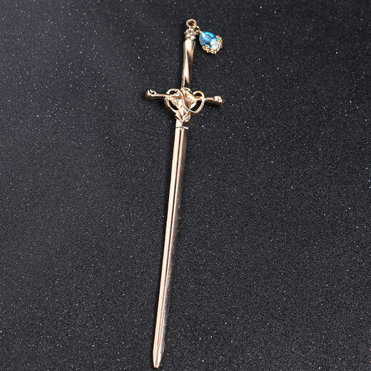 LEMIAO ancient style sword hairpin Hanfu hairpin long tassel step head head ornaments color-preserving electroplating Chinese Valentine's Day gift sword hairpin golden long tassel