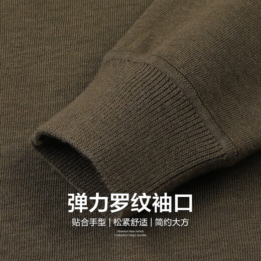 杉杉（FIRS）纯羊毛加绒毛衣男秋冬新款圆领打底休闲保暖厚针织衫677 卡其 3XL (190)