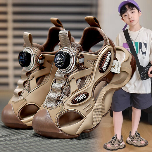 Hongxing Tong Ke Boys Sandalen 2025 Sommer Neue Kinderstiefel Beach Schuhe Big Boy Casual Hollow Schuhe Denim Blue Master Bild verbessert 38
