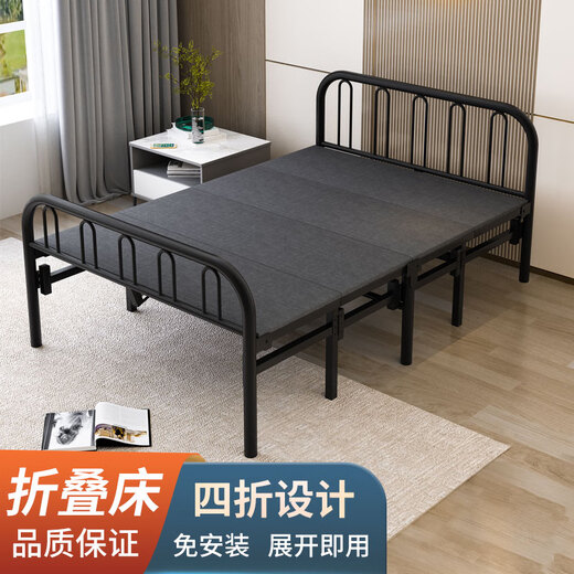赛森 折叠床单人床1.2米家用铁艺床1.5米出租房用双人床加固加厚铁床 加固黑色1.2米宽