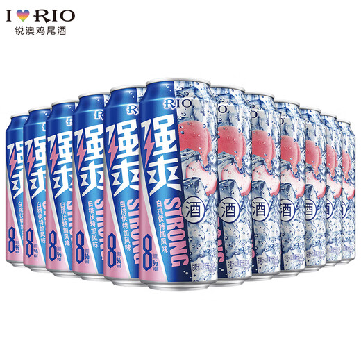 锐澳（RIO）可自由搭配强爽8度系列预调鸡尾酒洋酒气泡果酒500ml大容量 白桃伏特加风味500mL12罐