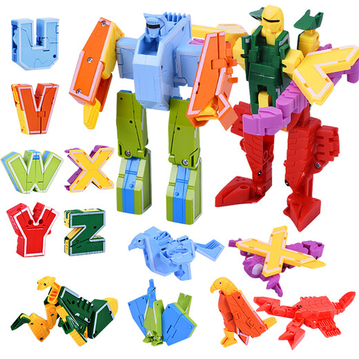 Xinlexin Digital Déformation du bloc de construction du bloc de construction Robot Robot Set Digital Team Boy and Girl Gift 26 lettres Animal Set Big Box Box 2918