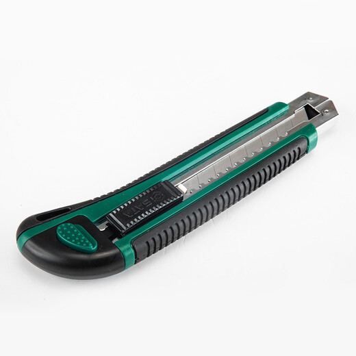 SATA Tools 18MM Rubber and Plastic Handle Utility Knife Wallpaper Knife Safety Box Opening Knife Paper Knife 93428 Rubber and Plastic Handle Push Button Utility Knife