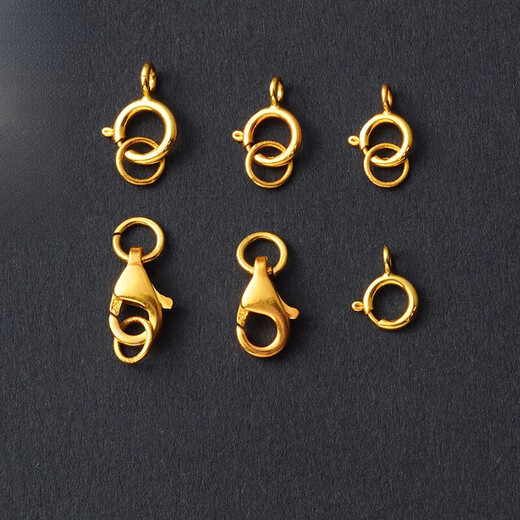 Fat Donglai's same style 18k gold universal buckle head thickened spring buckle lobster buckle necklace buckle pearl diy accessories gold No. 9 18K ancient gold split ring * 1 about 0