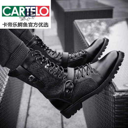 Cartelo Light Luxury High-End Spoced Toe British Schnürstiefel Herrenstiefel Inner erhöhte Martin Boots Herren Lederstiefel Schwarze Innere Erhöht 38 38