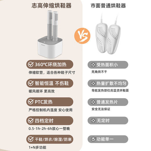 CHIGO shoe dryer, shoe dryer, winter shoe dryer, shoe dryer, shoe warmer, retractable deodorizer, retractable high configuration, four-speed timing + bacteria deodorization