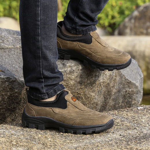 Printemps et automne extérieur alpinisme Sports pour hommes et chaussures décontractées semelle douce de l'âge moyen non lacets couverts de pied couvert chaussures de voyage chaussures de voyage 1503 marron 40
