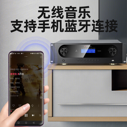 山水（SANSUI）PK09专业ktv音响K歌 会议 大功率家用家庭电视卡拉OK套装 家庭环绕影院电视重低音炮K歌音响 山水PK09+功放+美声话筒+2T点歌机