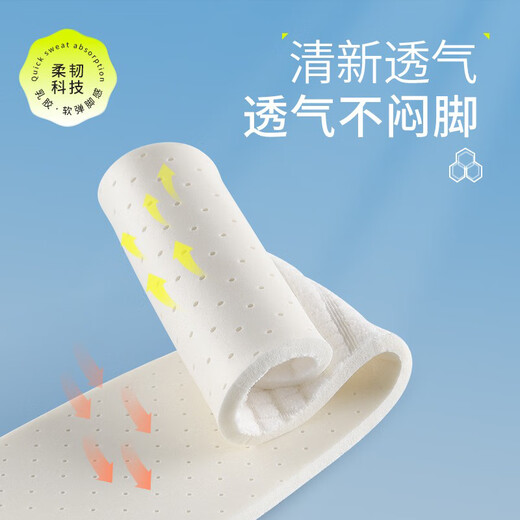 Special latex breathable insoles for single shoes, women's soft soles, comfortable and super soft, anti-pain when standing for a long time, breathable and sweat-absorbent, 1 pair, white 37-38