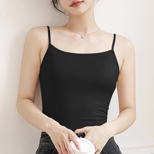 浪莎吊带小背心女士春季夏季薄款辣妹性感无痕无袖针织打底衫内搭白色 【白色+灰色】·纯色2件装 均码 (高弹力 70-140斤均可穿)