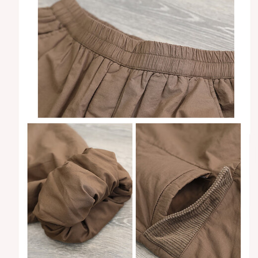 Yijinboshe harem pants women's winter workwear pocket splicing quilted thickened casual pants women's cotton pants loose outer wear warm cotton pants black L