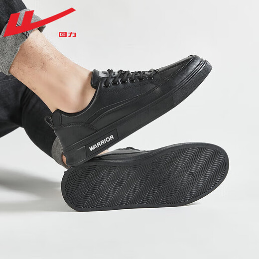 Warrior Shoes Official Men's Sports Sports Casual Shoes Men Spring and Summer Cuero Zapatillas White White White Board Board Zapatos Negro Men's Black 44