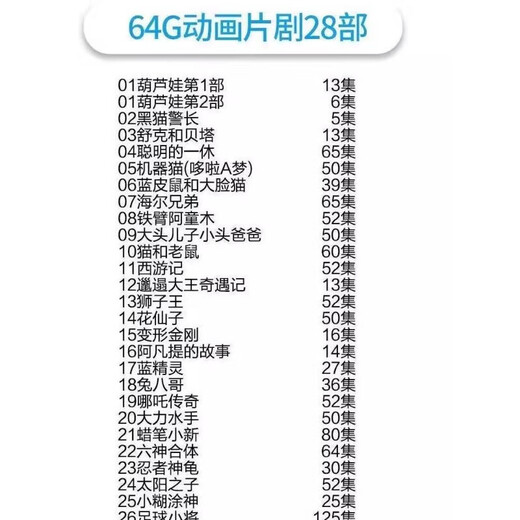 儿童动画片U盘英文动画电影国学小学初中学习优盘电视车载通用U盘 01.64G 新儿童动画片30部24 05.64G 新概念英语1-4册动画教学