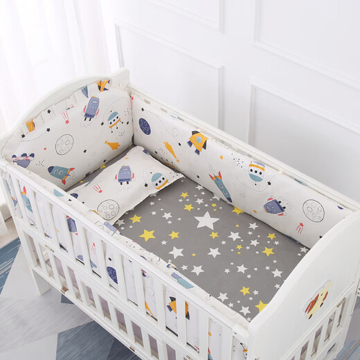 Babypure shine crib bed guard cloth children's spliced bed guard soft bag kit anti-collision guard cloth pure cotton customizable and removable for all seasons 4 pieces of guard + bed sheet color remarks 110x65 pure cotton bedding