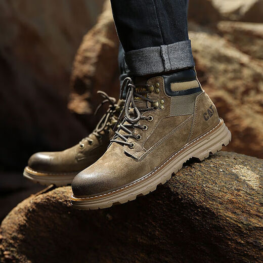 Carter Cat Men's Boots Красивые мужские повседневные материалы Martin Boots Mid Top Американские модные ретро-ботинки Классические классические Khaki-C20299 Кожаная обувь размер 41