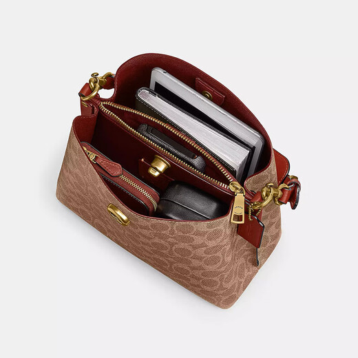 蔻驰（COACH）23新款 Willow 系列水桶包中号女士时尚气质单肩手提包可斜跨 23款 C3890 Brass/Tan Rust
