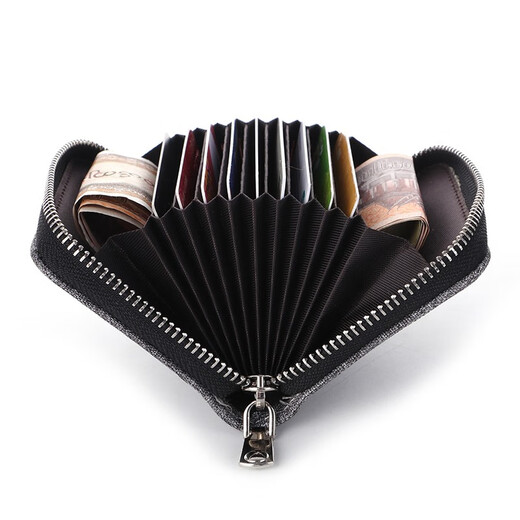 Tuzun Herren Canvas-Kartenbeutel Anti-Demagnetization Compact Multifunktion Multi-Card-Lizenz-Lizenz-Münz-Brieftaschen-Zertifikat integrierter Trend Schwarz Schwarz