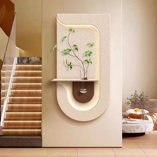 
Hydroponic green plants cream style porch decoration painting sandstone three-dimensional entrance corridor corridor hanging painting living room wall light painting 80*160 multi-layer three-dimensional sandstone + glass vase + imitation 14757 power bank remote control [Send power bank - no need