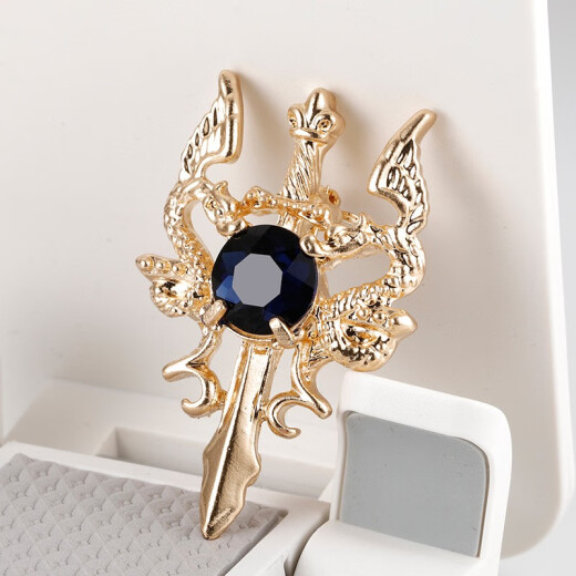 
VanCalen Brooch Men's Double Dragon Brooch Goddess Sword Brooch Domineering Ancient Style Suit Pin Needle Goddess Day Gift Double Dragon Sword Brooch