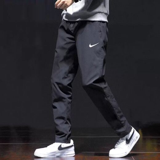 耐克（NIKE）运动裤男裤2025夏季新款梭织透气长裤健身裤休闲裤平口裤 梭织速干直筒DM6627-010黑色 2XL 推荐180-190斤