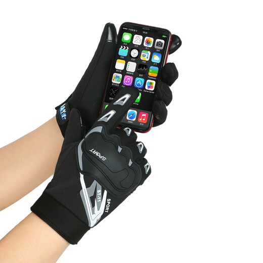 Muxiwell Cycling Gloves Men's Autumn and Winter Warm Touch Screen Waterproof Anti-Slip Breathable Outdoor Sports Running Driving Mountain Motorcycle Anti-Fall Mountaineering Training Full Finger Gloves Black