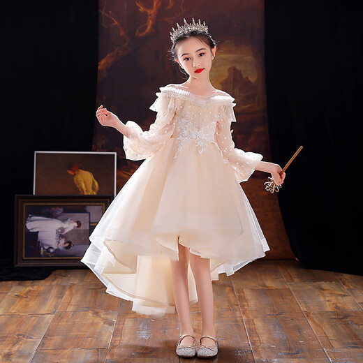 Chuangjingyi wählte Kinderkleid für Kinderkleid Prinzessin Rock Laufsteg Kleid Kleider domineering vorne kurzer Rückenlange Show Kostüm Kinder Weiß [TW683 Heckklammern] 110 cm