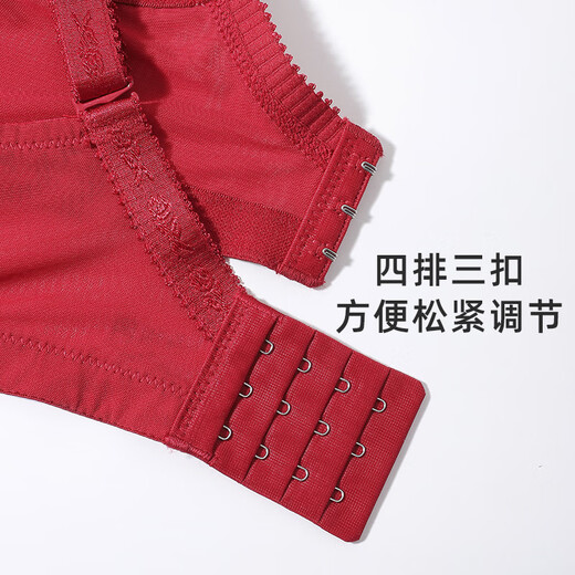 Eve's Show Zodiac Year Women's Red Underwear Set Push-Up Adjustable Lace Push-up Showing Breast Bra Panties Dark Red Set (3773) 85C /38C