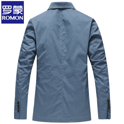 ROMON high-end casual suit men's spring, autumn and winter new style business suit jacket for young and middle-aged people, slim fit peacock blue L 175/92A