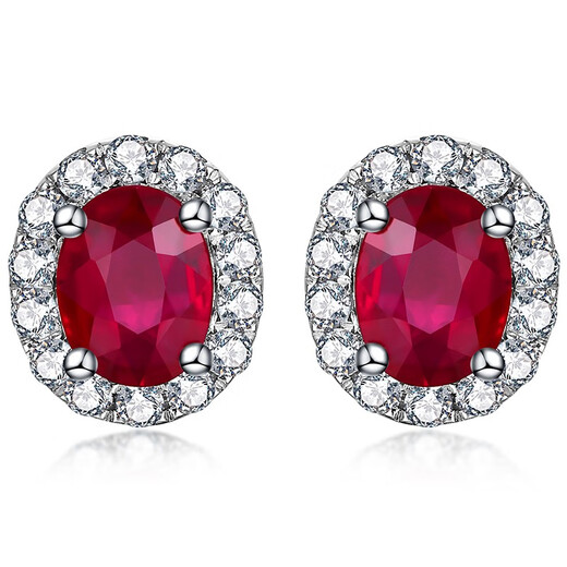 Tingliang 18K gold 0.60 carat pigeon blood red ruby earrings diamond earrings colorful treasure earrings in stock