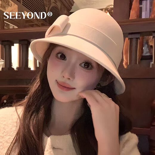 Seeyond Deep Sun Qianjin Xiaoxiangfeng Fisherman Hat Femme Femmes automne et hiver français rétro Hepburn Style HAP HAP TOP FACE PETTE CHAPE BLANC CHAPE BLANC BLACK BOTIE BOUTIQUE CASSE CASSE CASHER