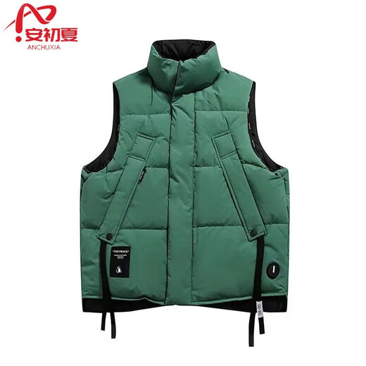 An Chuxia otoño e invierno nueva ropa exterior cálida chaqueta de algodón sin mangas chaleco de algodón de color sólido retro americano para hombres y mujeres albaricoque L