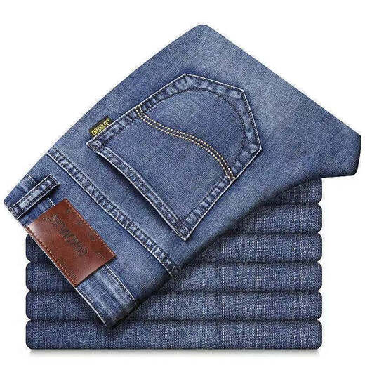 
Feisheng Guangzhou Xintang jeans men's summer goods autumn and winter men's jeans high elastic and good quality straight loose slim Korean style fashion trend versatile A style quality 866 smoke blue (elastic and good quality) 40 sizes [3 feet 0] 195-210Jin [Jin equals 0.5 kg]