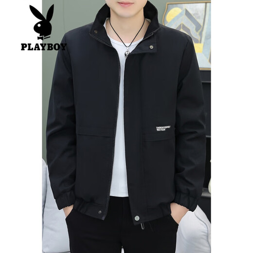 花花公子（PLAYBOY）外套男士2024新款秋冬加绒加厚韩版修身立领夹克上衣青年帅气棉衣 红色 2XL