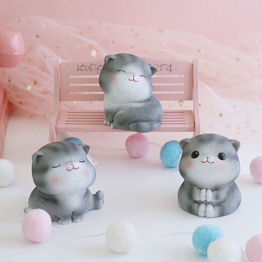 【曲美思】生日礼物猫妮卡小摆件少女心萌宠装饰品学生闺蜜情侣汽车载小猫可爱公仔饰品 树脂款猫咪5款(原包装)