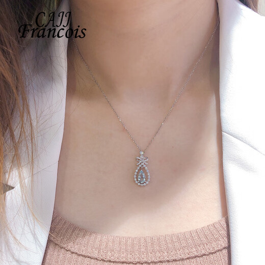 CAJJ Francois Aquamarine Pendant for Women Natural Colorful Jewelry Gemstone 925 Silver Inlaid Aquamarine Pendant