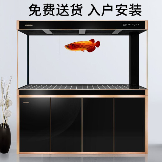 Fujian Jiang (Minjiang) Großer Fischtank Wohnzimmer und Haushaltsbodenfilter Aquarium Ökologische Wasserfreie Büro Fengshui Dragon Fischtank Weiß 150 Länge 43 Breite 155 Höhe [schmaler Seitenstil] + 688 Filterpaket